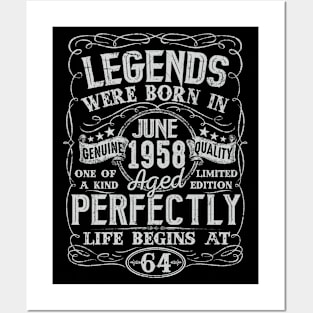 64th Birthday Vintage Legend Were Bon in June 1958 64 Years Posters and Art